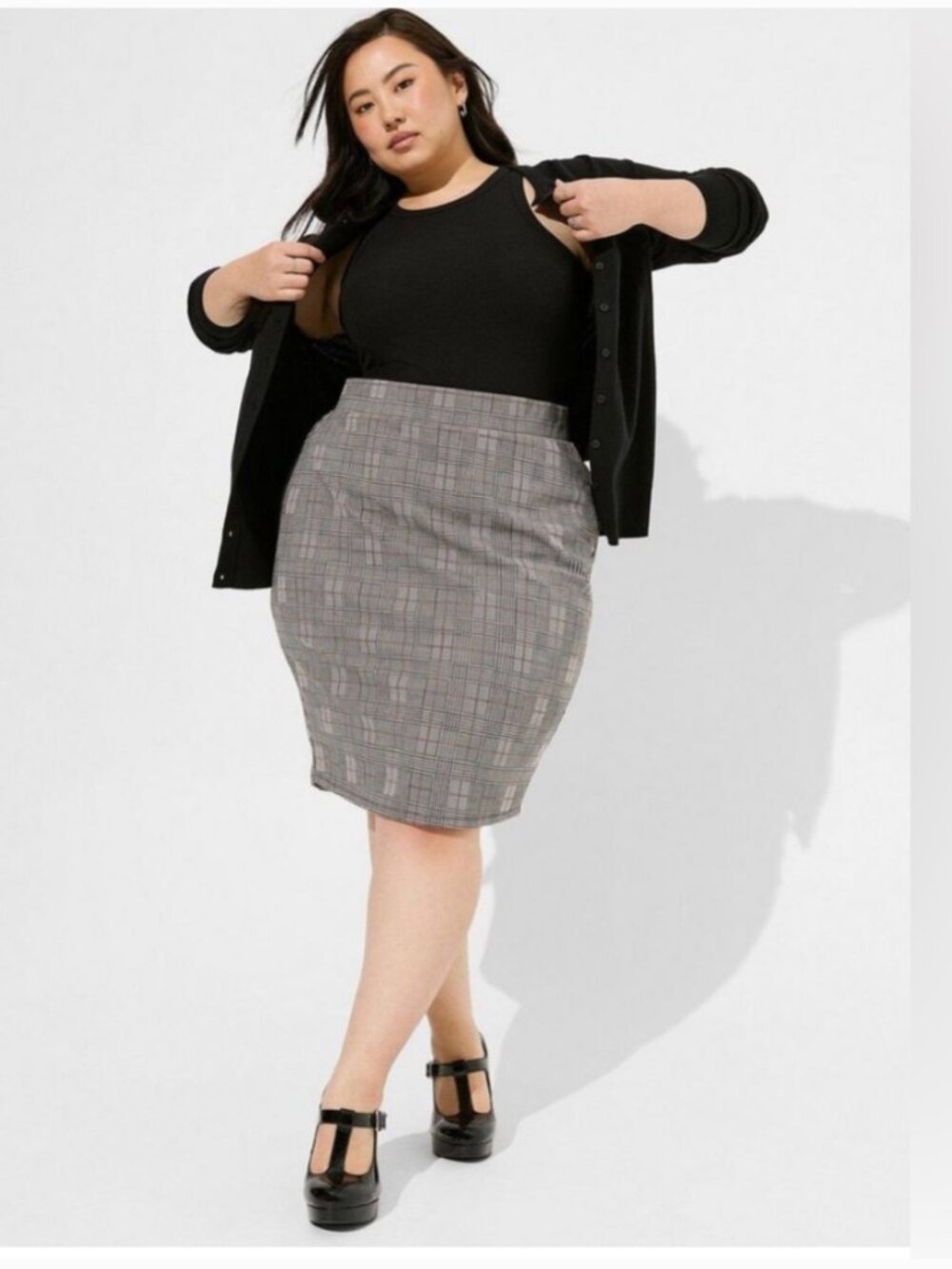 🤎 Torrid Plaid At The Knee Double Knit Pencil Skirt NWT🤎